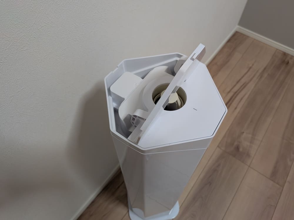 Yutogen加湿器の上部にある給水口